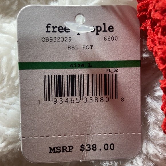 Free People Red Hot Floral Lace Crop Tanktop - NWT - Picture 3 of 3